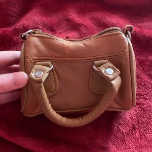 Mini Leather Brown Purse with Strap
